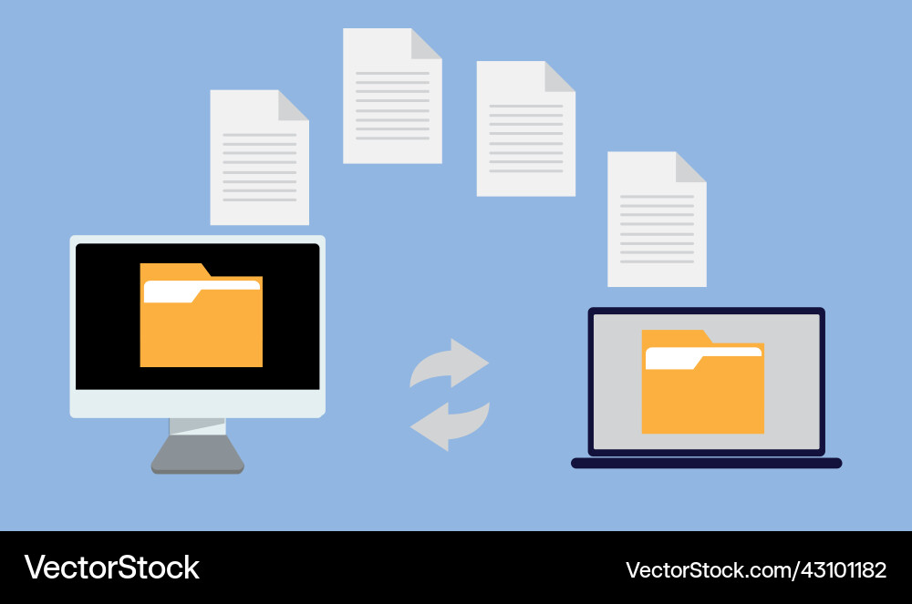 File transfer two computers with files File transfer two computers with files vector image