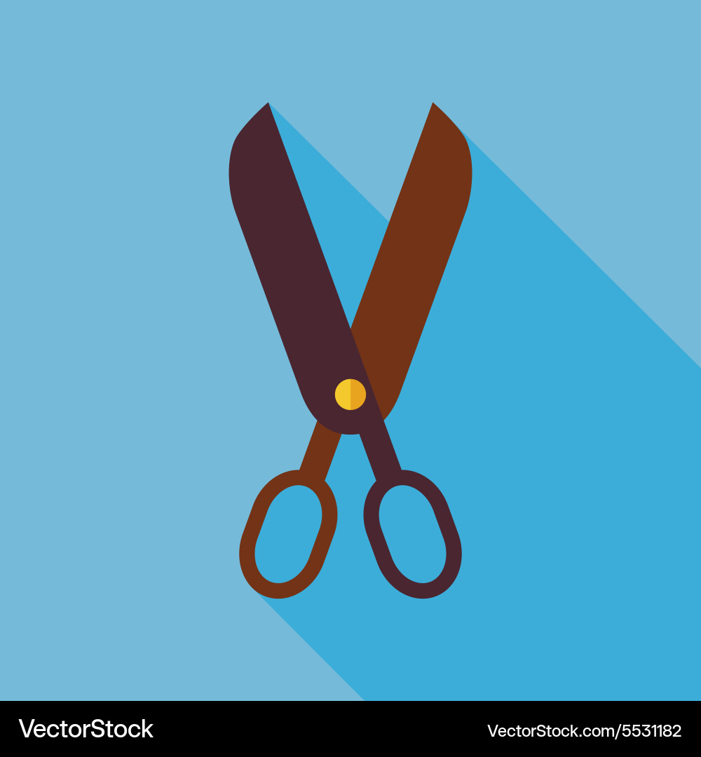 Flat Scissors with Shadow vector image