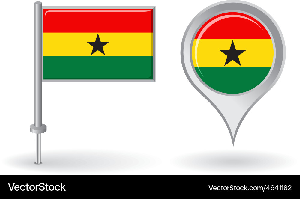 Ghanaian pin icon and map pointer flag vector image