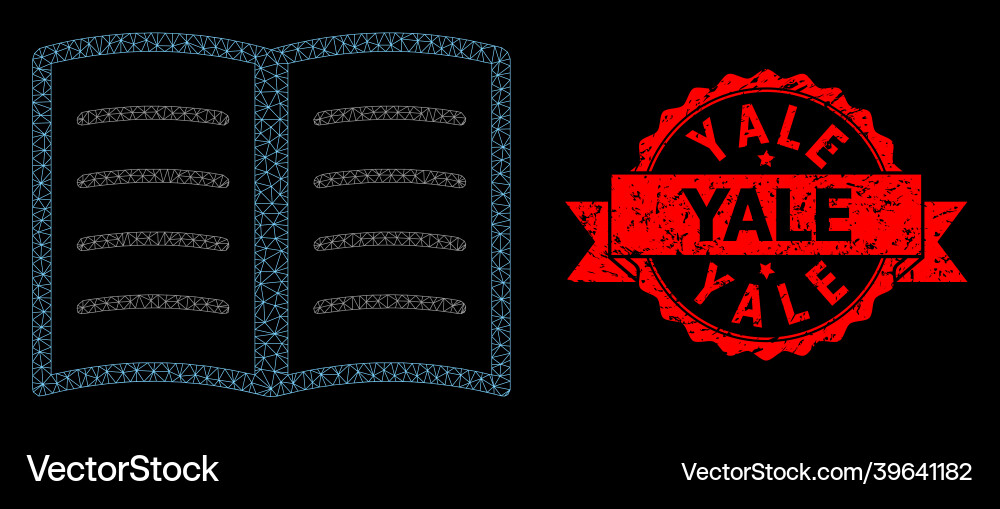 Grunge yale stamp and web network open book Grunge yale stamp and web network open book vector image