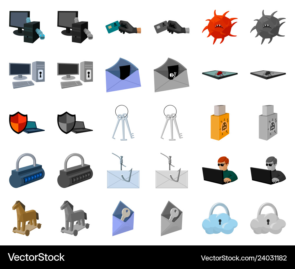 Hacker Icon Set - Monochrome Vector Image