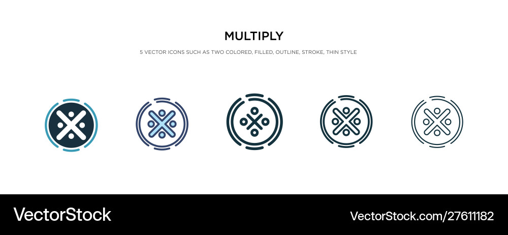 Multiply icon in different style two colored Multiply icon in different style two colored Vector Image