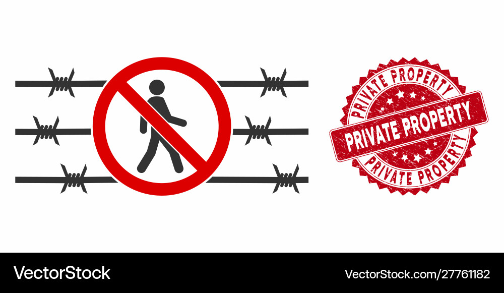 No trespassing fence icon with textured private No trespassing fence icon with textured private vector image