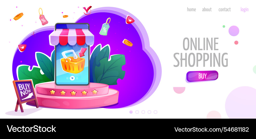 Online shopping concept landing page template Online shopping concept landing page template vector image