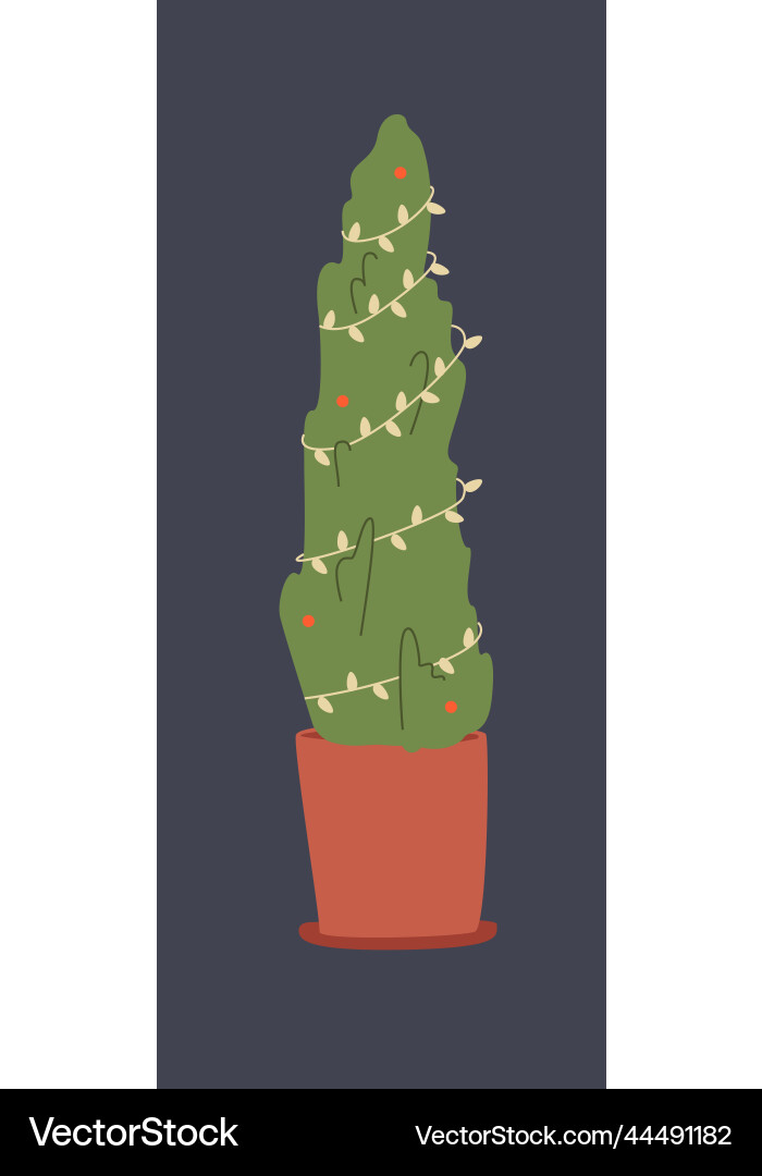 Pine tree in the bucket with a christmas Pine tree in the bucket with a christmas Vector Image