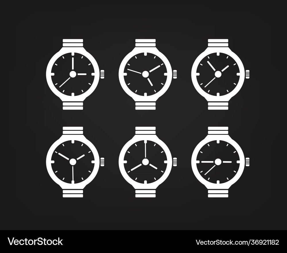 Retro style clock silhouettes with different Retro style clock silhouettes with different vector image