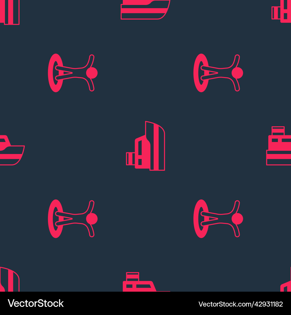 Set location with person and ship line path Set location with person and ship line path vector image