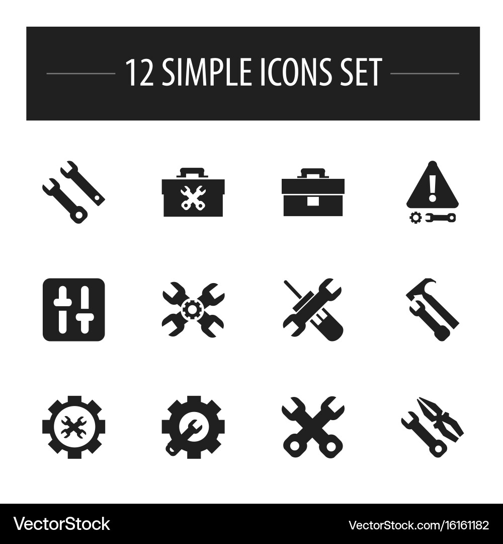 Set of 12 editable tool icons includes symbols vector image