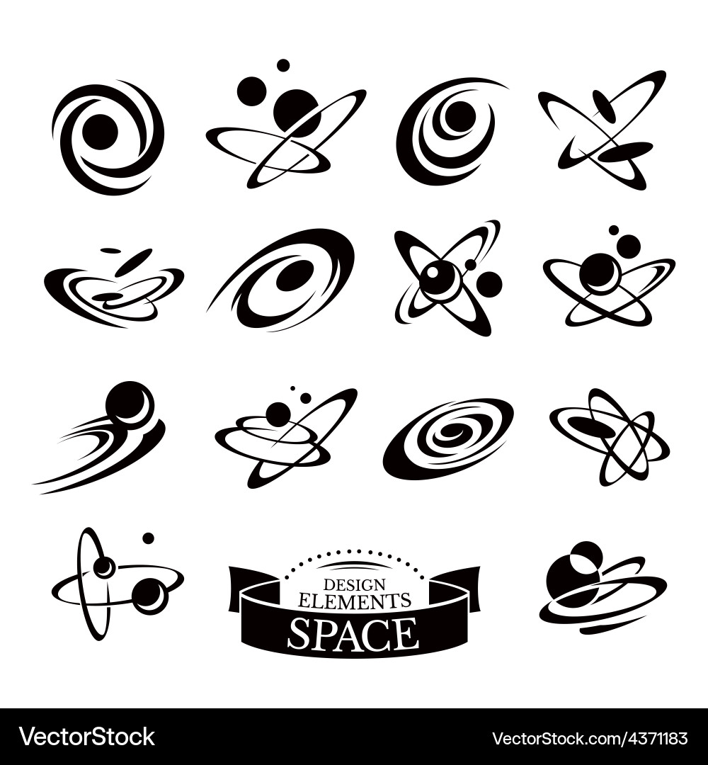 Abstract Space Icons - Celestial Elements vector image