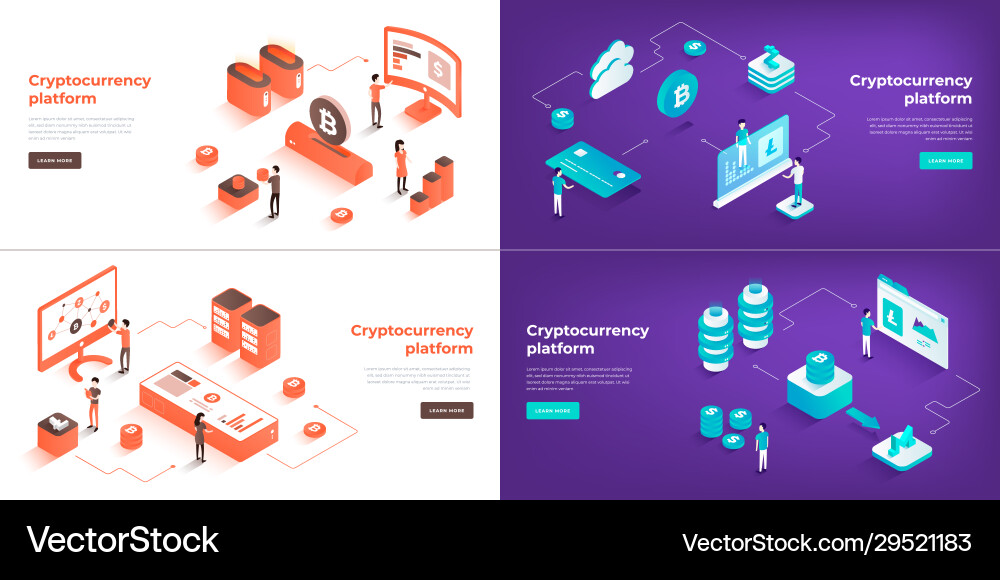 Cryptocurrency exchange and blockchain 3d Cryptocurrency exchange and blockchain 3d vector image