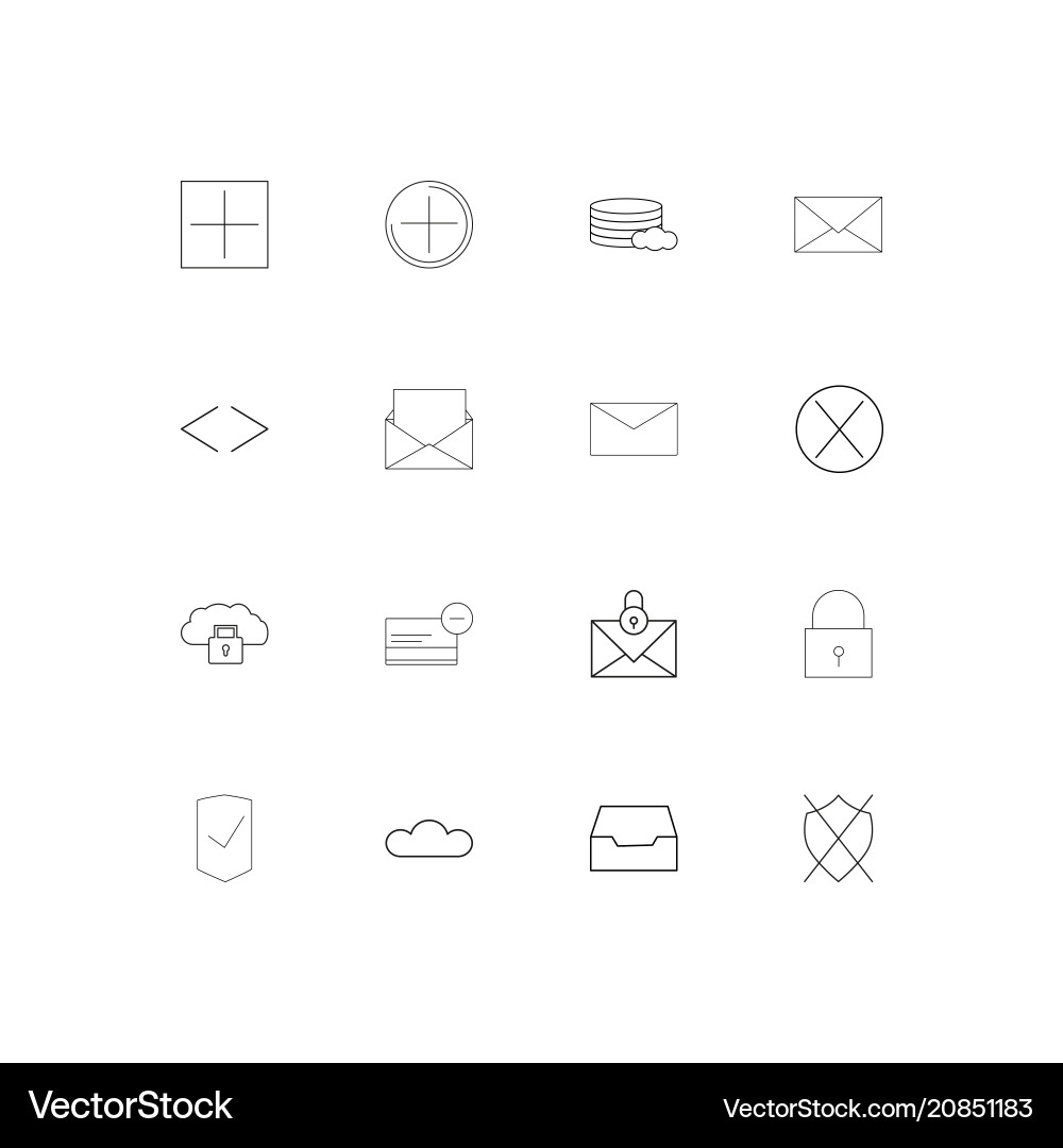 Cyber security linear thin icons set outlined Vector Image