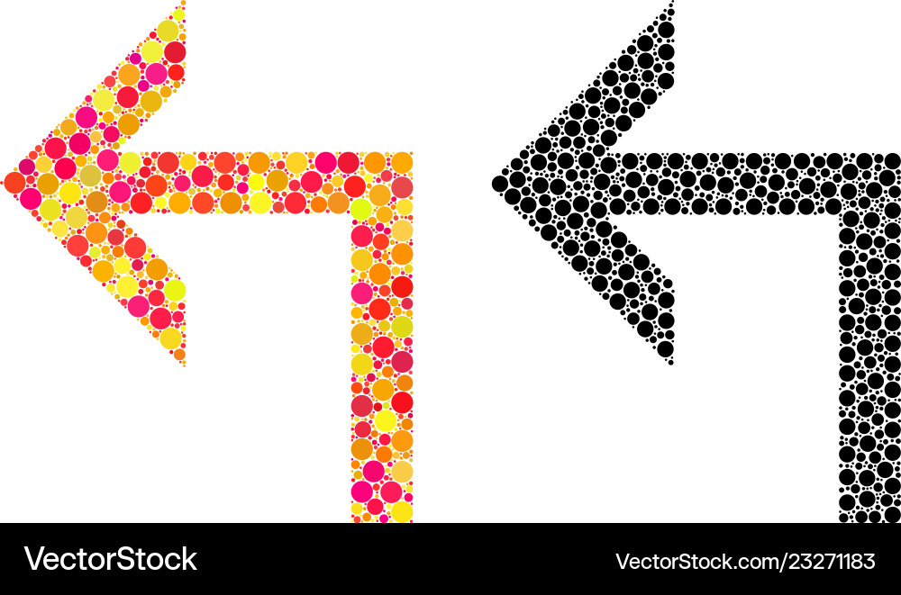 Dot turn left mosaic icons Dot turn left mosaic icons vector image