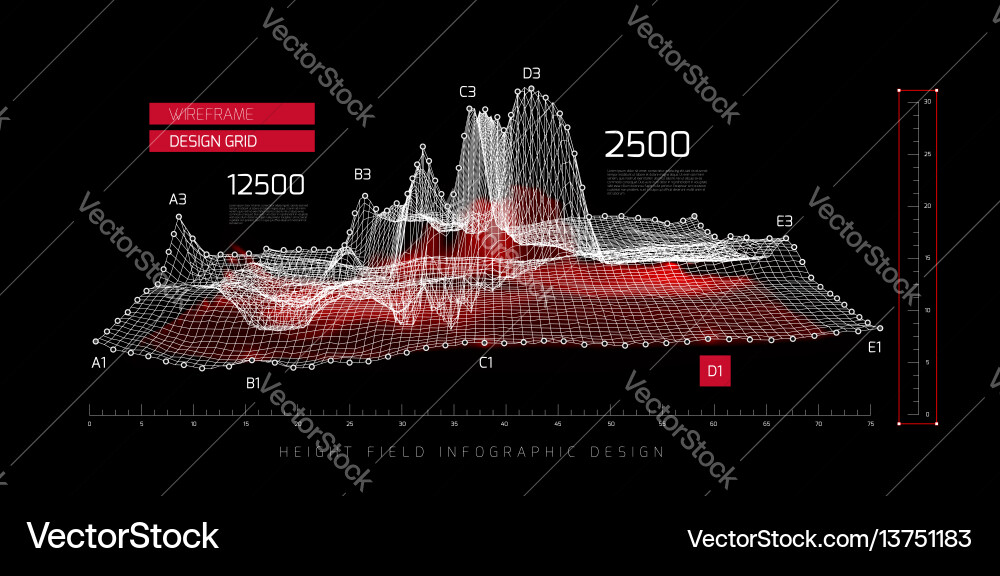 Dynamic Height Field Data Visualization vector image