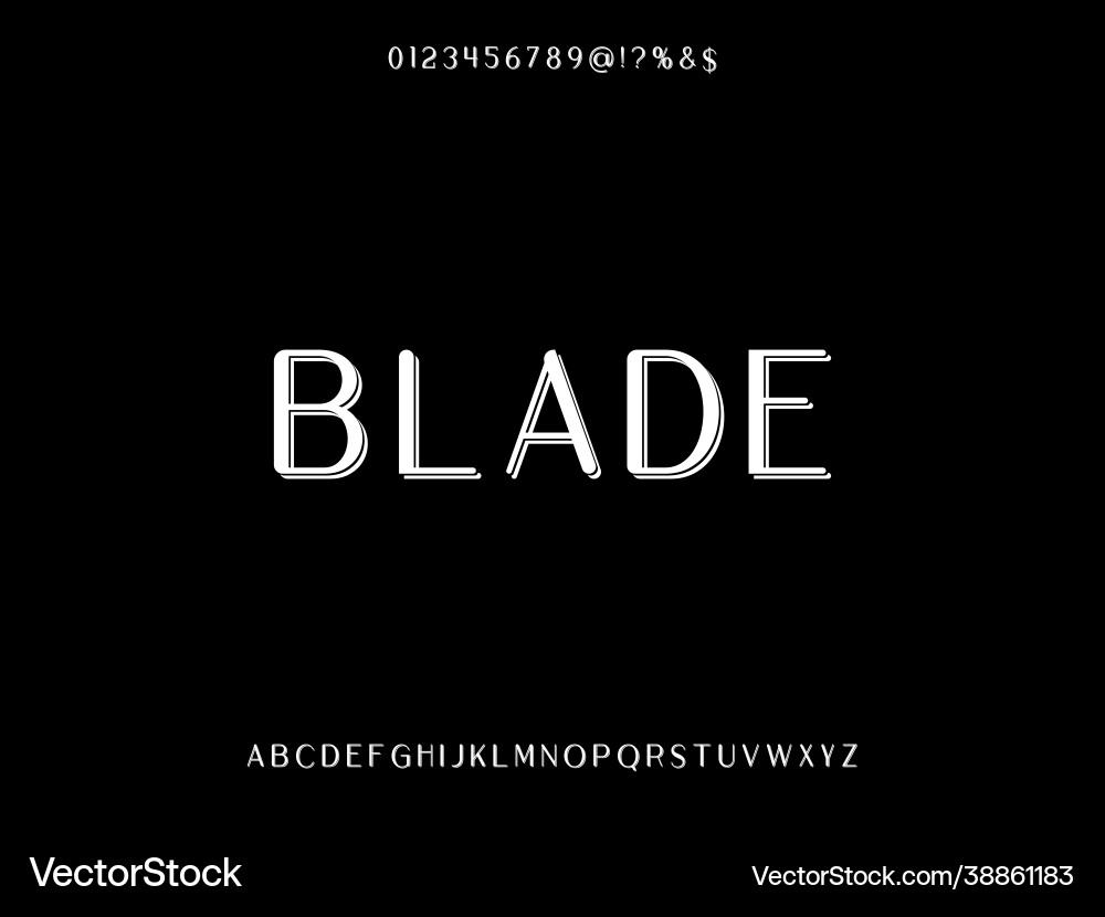 Fontscripttypefacealphabet shadow Royalty Free Vector Image