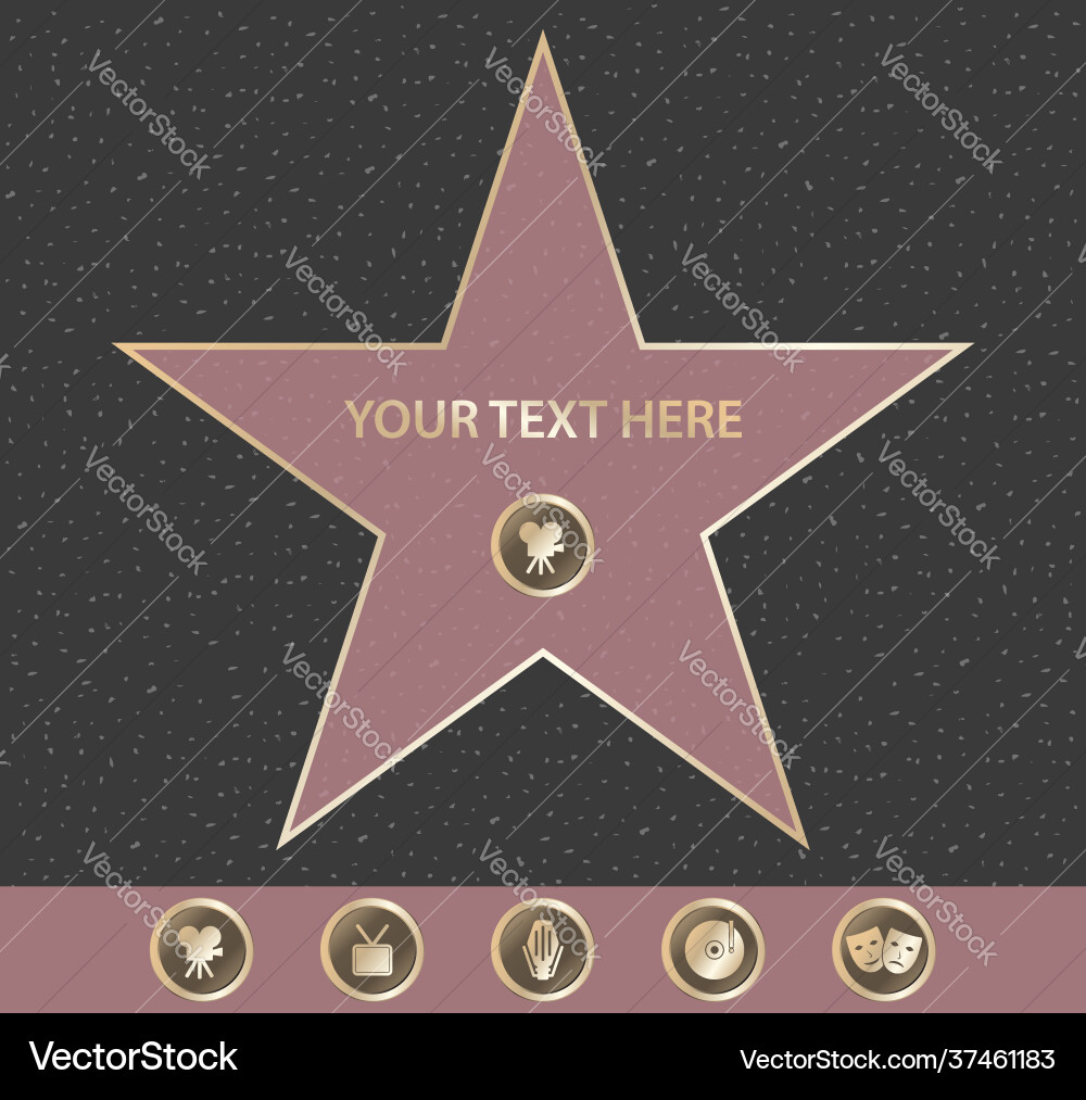 Hollywood walk fame star vector image