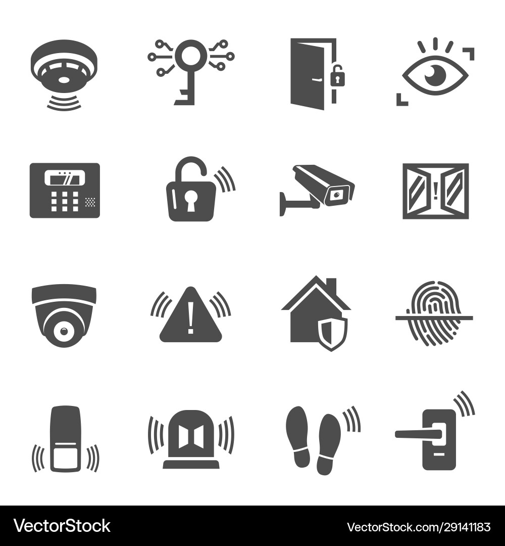 Home Security Glyph Icons Vector Image
