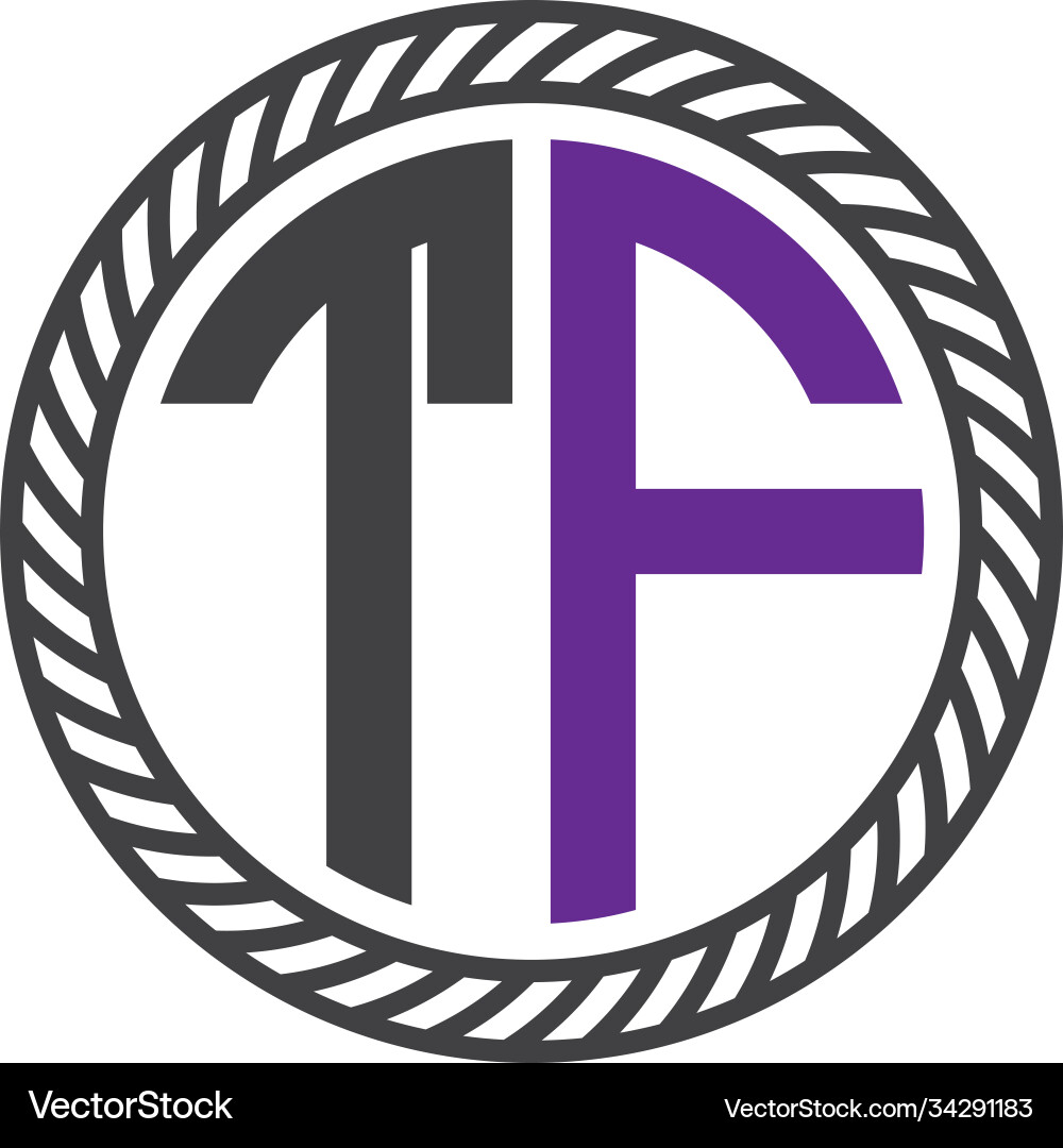 Initial letter tf circle shape monogram simple Vector Image