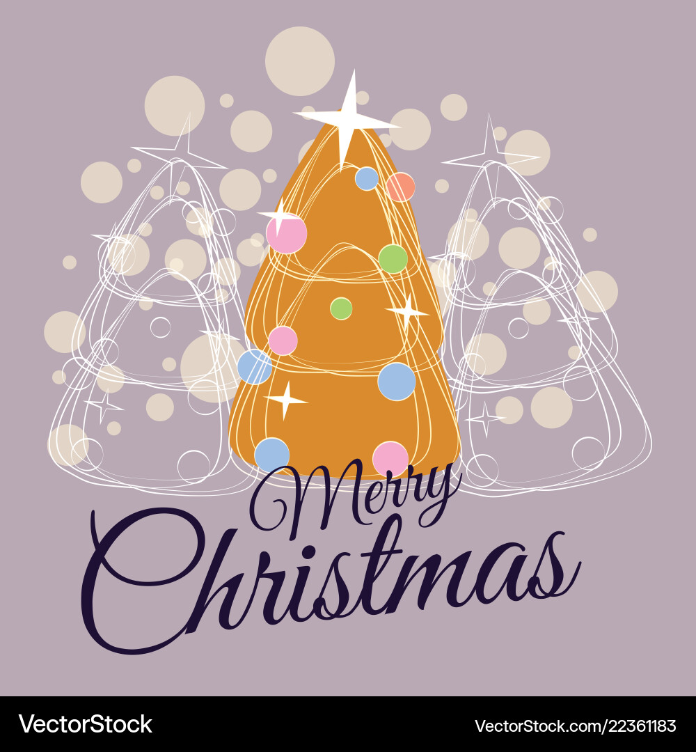 Merry christmas greeting card trend design spruce Merry christmas greeting card trend design spruce vector image