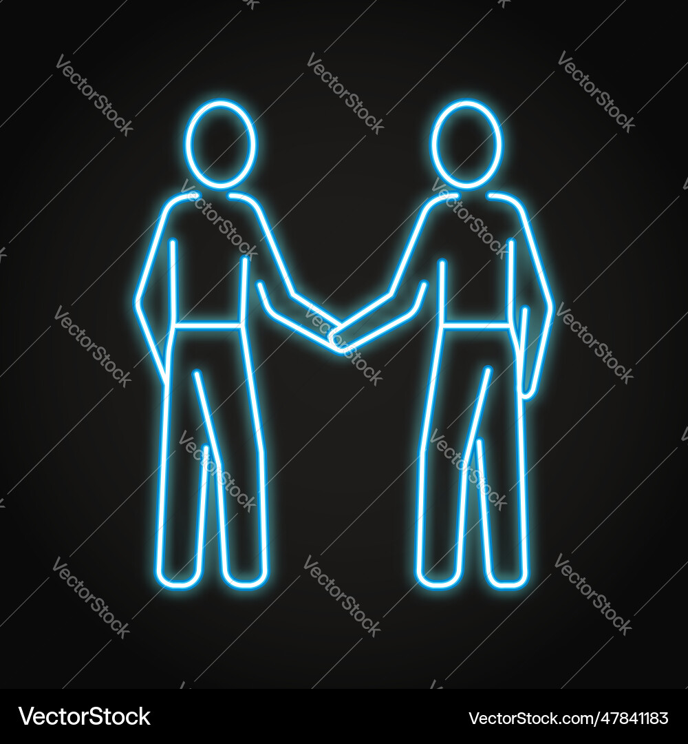 Partnership Neon Handshake Icon Vector Image