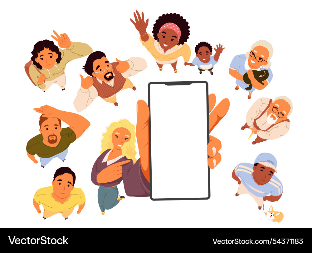 People crowd character looking up showing empty People crowd character looking up showing empty vector image