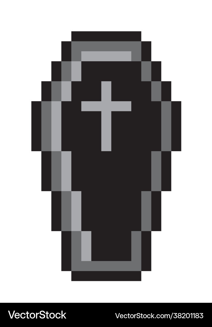 Pixel coffin image for 8 bit game assets Pixel coffin image for 8 bit game assets Vector Image