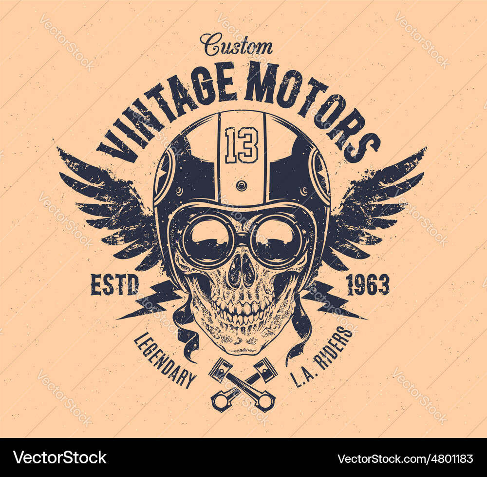 Retro Rider Skull Print vector image