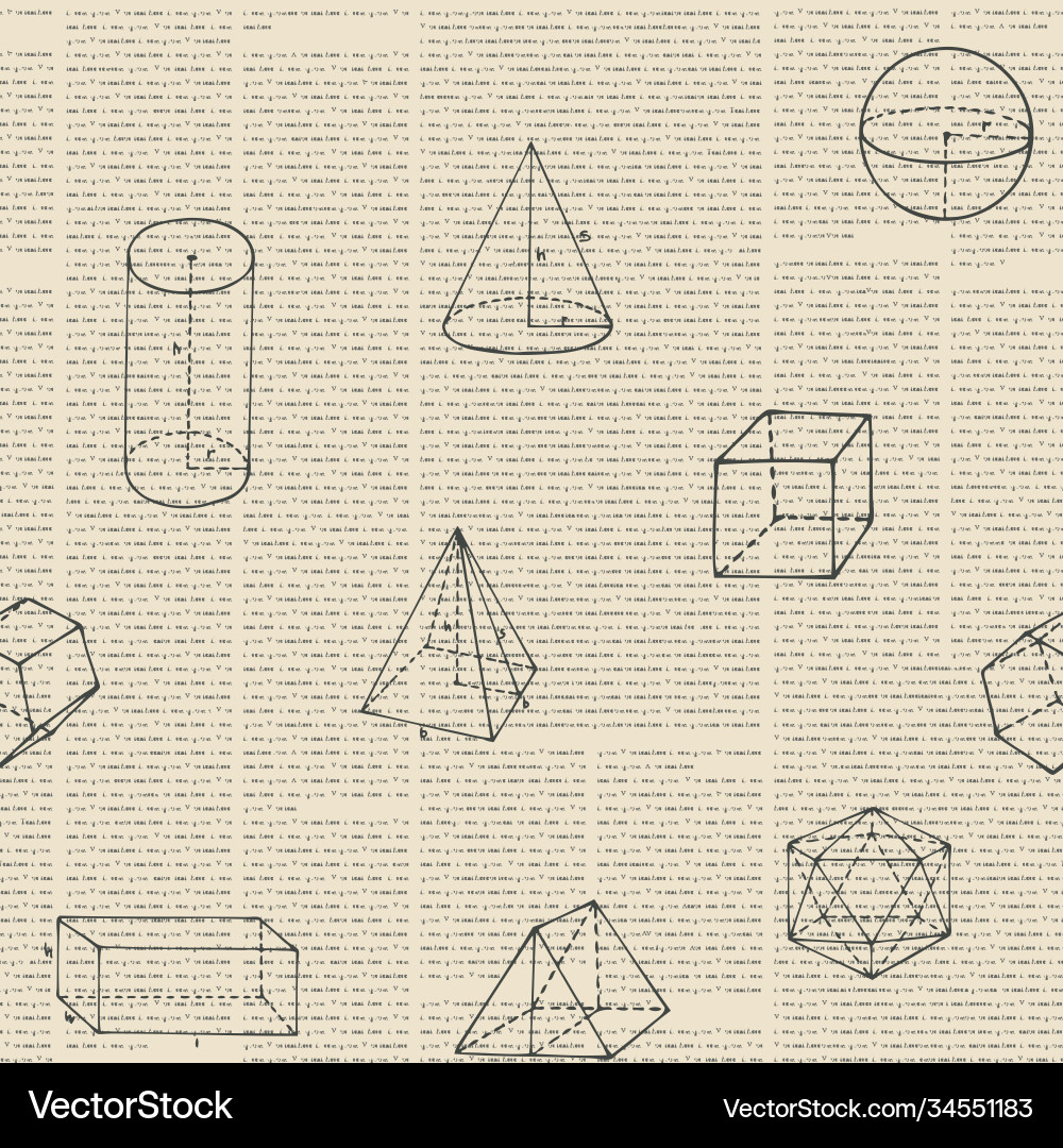 Seamless pattern with newspaper text and geometry Seamless pattern with newspaper text and geometry vector image