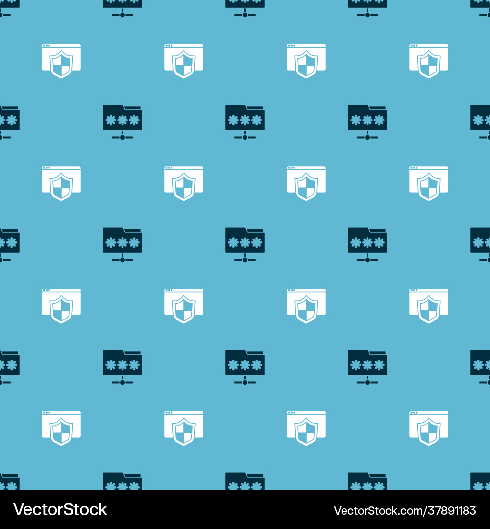 Set folder with password and browser shield Vector Image