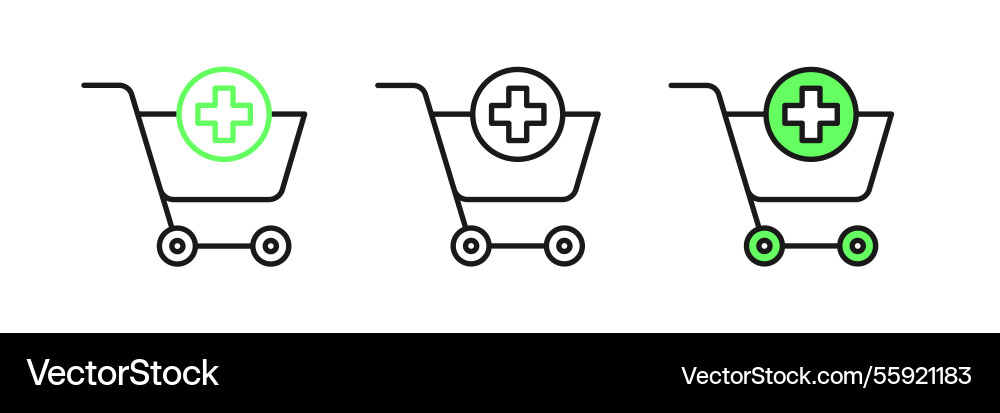 Set line add to shopping cart icon isolated Set line add to shopping cart icon isolated vector image