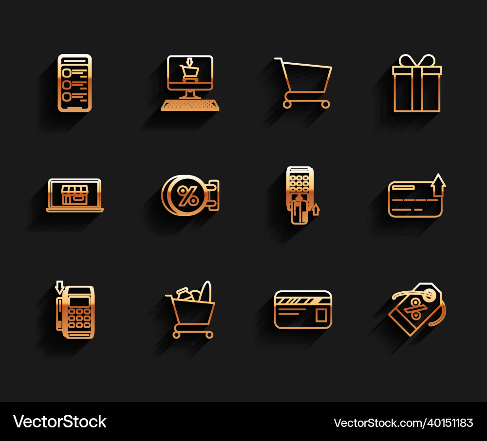 Set line pos terminal with inserted credit card Set line pos terminal with inserted credit card Vector Image