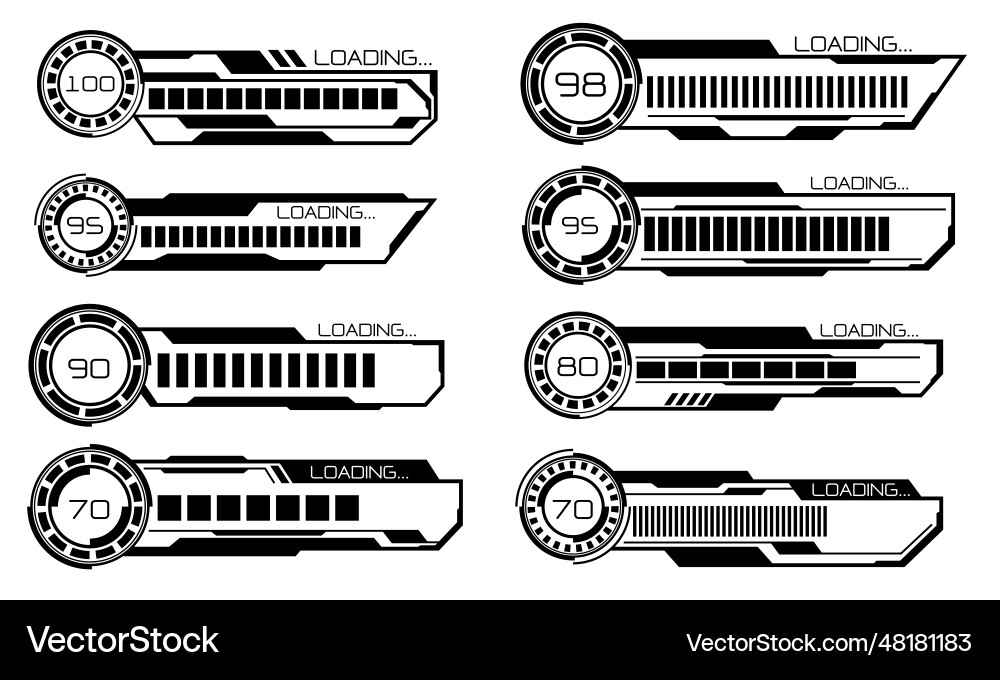 Set of hud modern loading progress bars user Vector Image