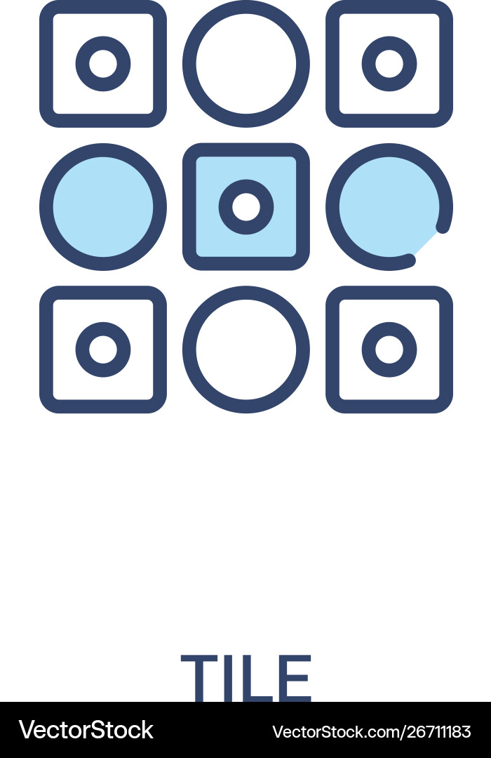 Tile concept 2 colored icon simple line element vector image