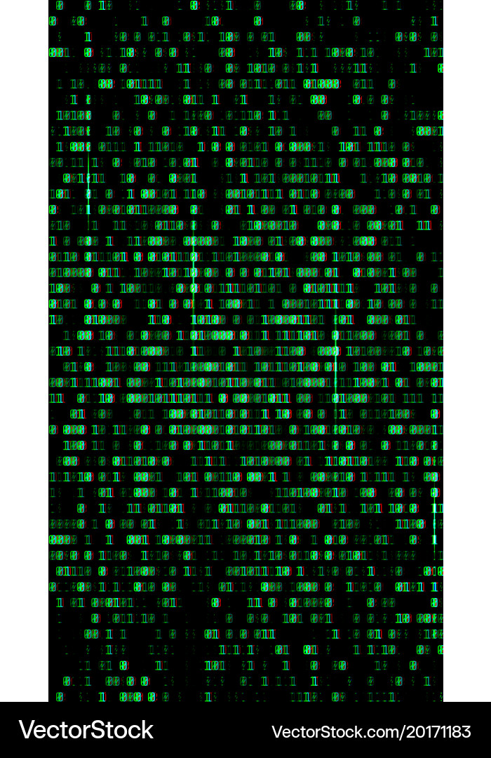 VHS Glitch Binary Code Vector Image