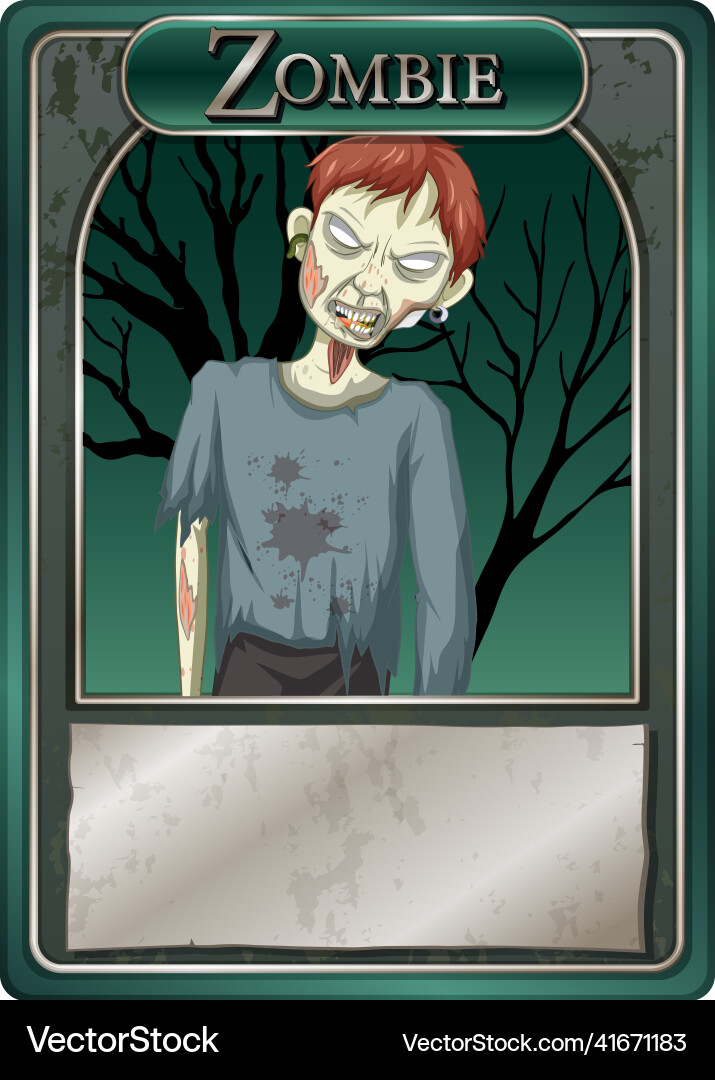 Zombie character game card template Zombie character game card template vector image