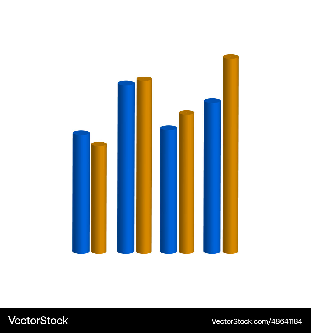 3d bar graph with arrow 3d bar graph with arrow vector image