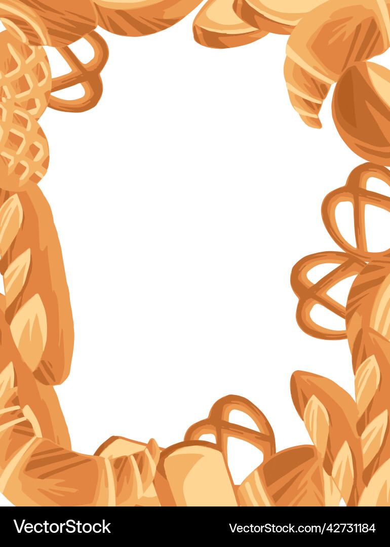 Bakery pattern with different breads flat Vector Image