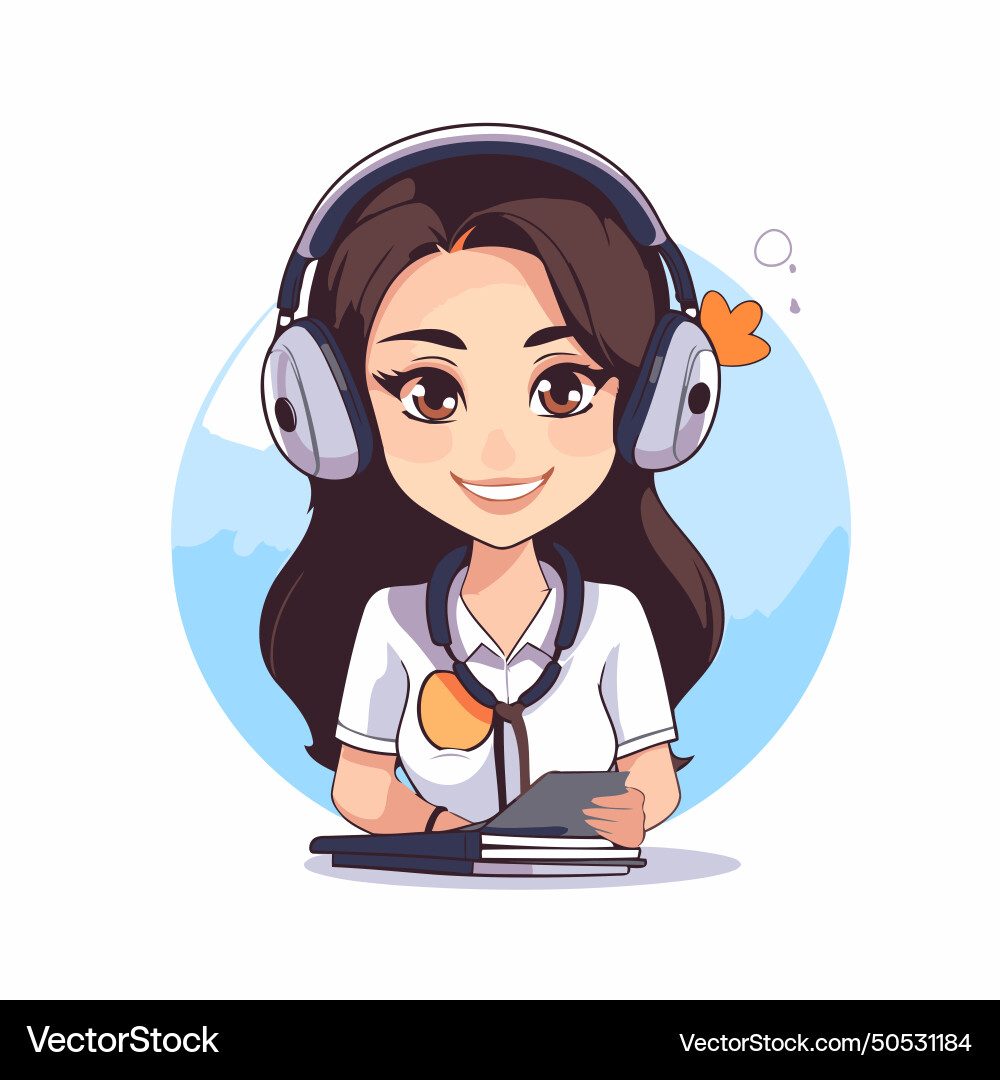 Call center operator with headset and notepad vector image