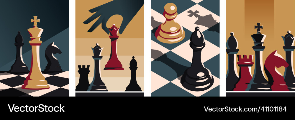 Chess Game Posters Collection Vector Image