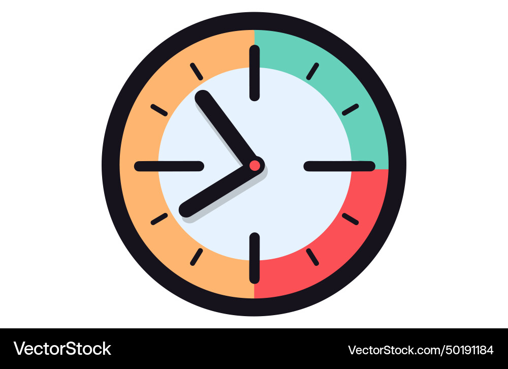 Clock icon in flat style timer on color background vector image