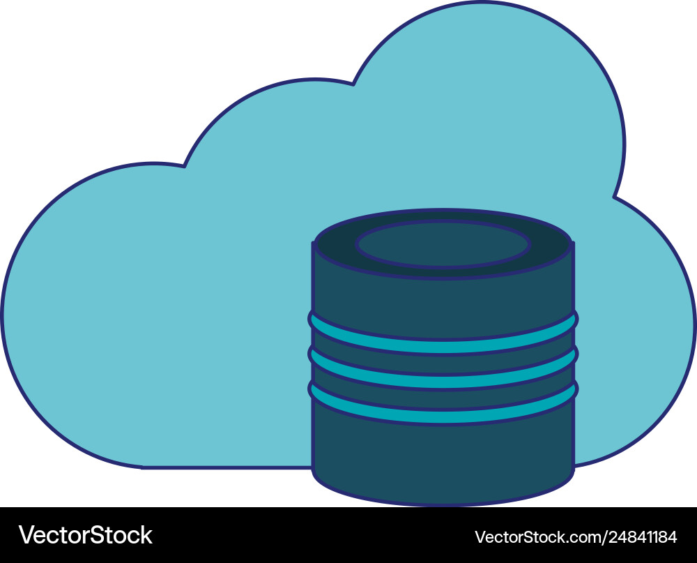 Cloud computing database symbol blue lines Cloud computing database symbol blue lines vector image