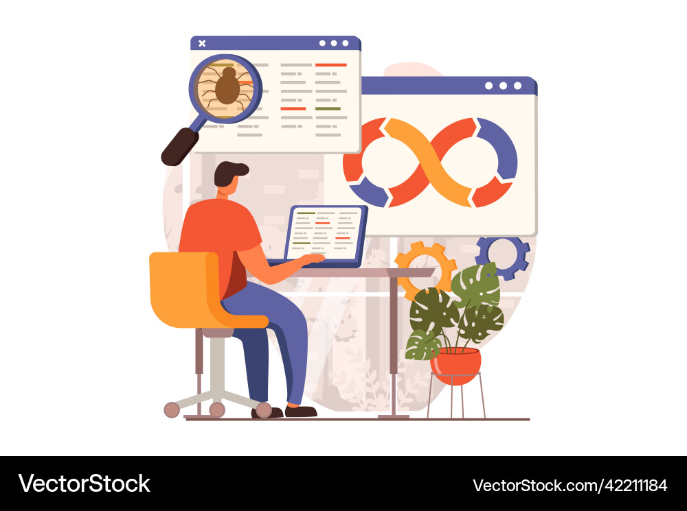Devops web concept in flat design Devops web concept in flat design vector image