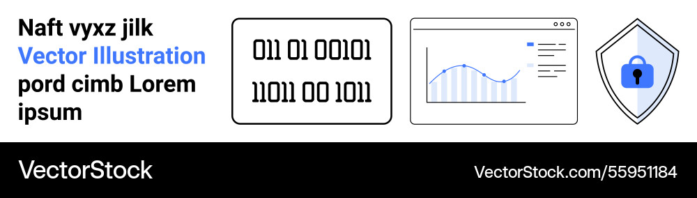 Digital security concept with binary code data Digital security concept with binary code data vector image