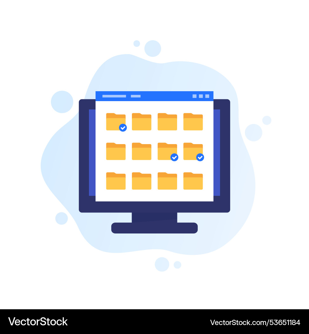 File folders in a computer icon flat design vector image