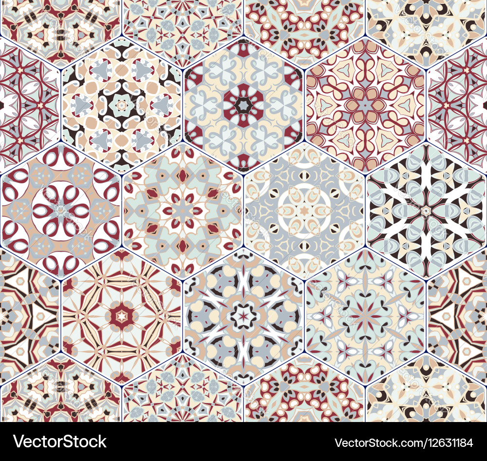 Hexagonal Patchwork Tile Pattern vector image