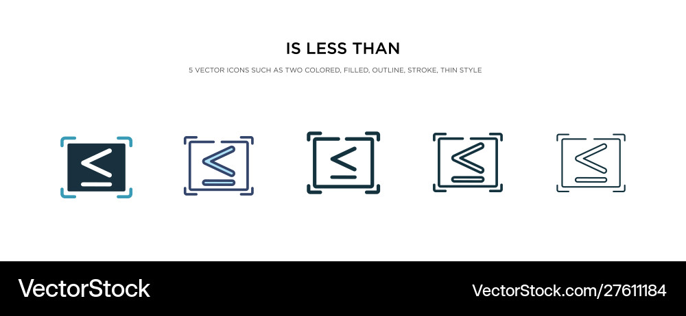 Is less than icon in different style two colored Is less than icon in different style two colored vector image