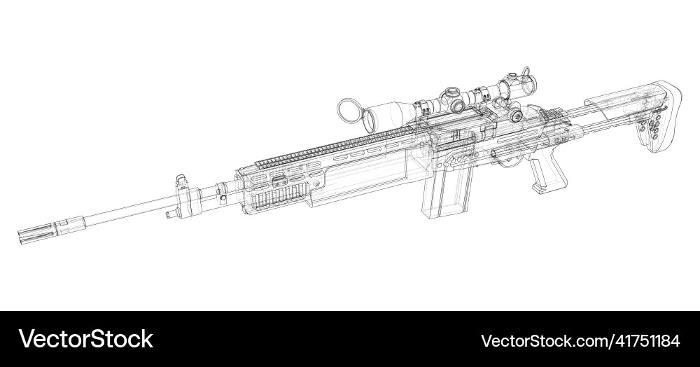Machine gun rendering of 3d Vector Image