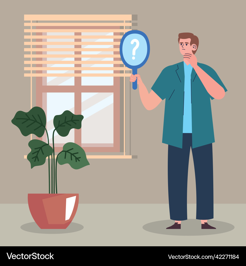 Man using mirror Vector Image