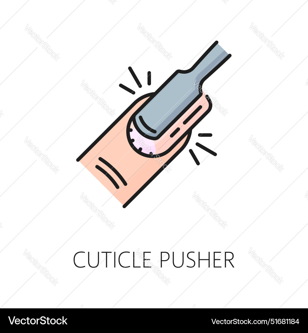 Nail manicure service cuticle pusher line icon Vector Image