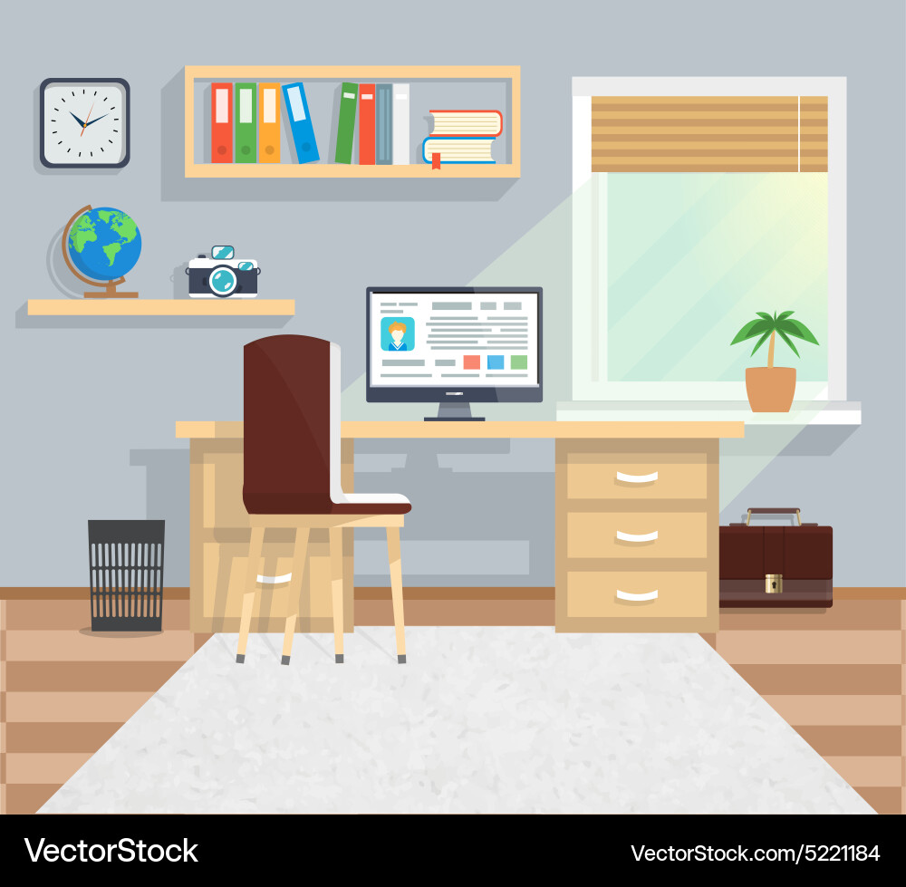 Office in minimalistic style and color workflow Vector Image