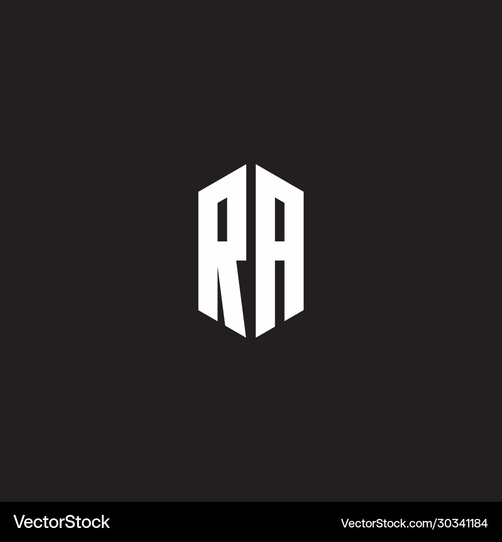 Ra logo monogram with hexagon shape style design Ra logo monogram with hexagon shape style design Vector Image